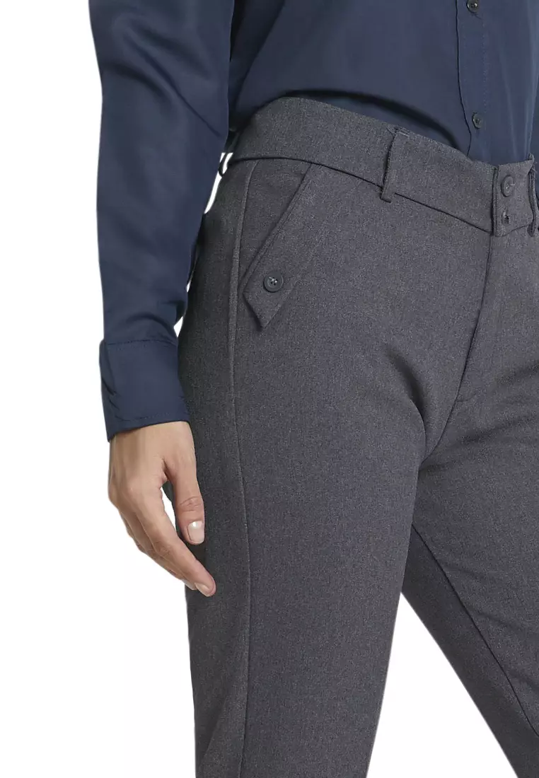 Fitzgerald Celana Kerja Motif Solid Trousers Bawahan Wanita Formal - Abu Tua
