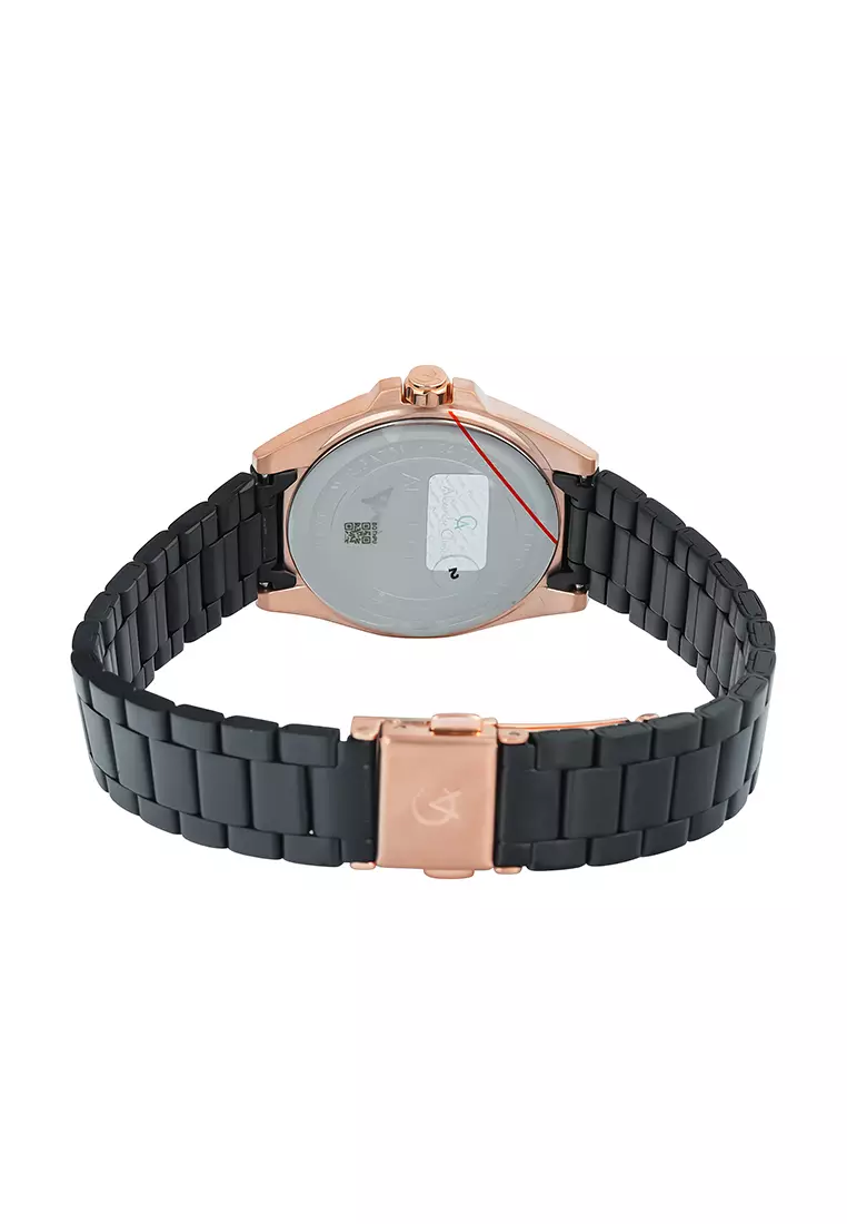 Alexandre Christie Classic Steel - Jam Tangan Analog Wanita - Rosegold Black Stainless Steel - 8688LDBBRBA