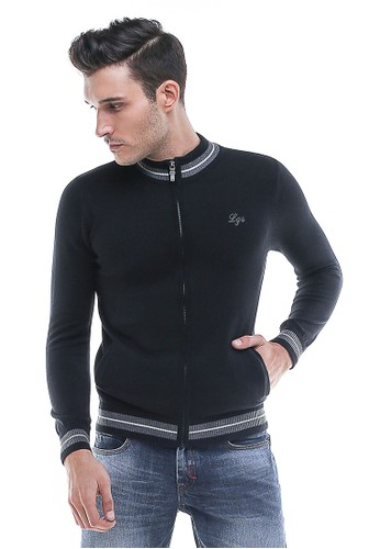 LGS - Sweater Casual - Kerah Round neck - Resleting - Hitam
