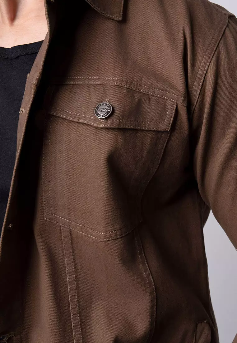 Jacket Trucker Cotton Twill Premium Dark Brown