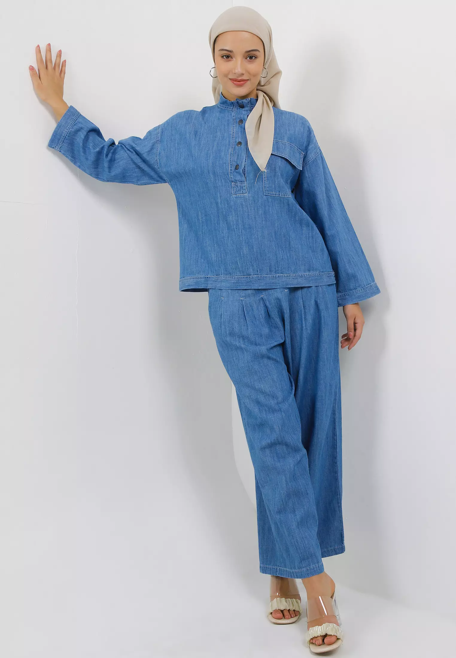 MFMW Xalyna Atasan Blouse Denim