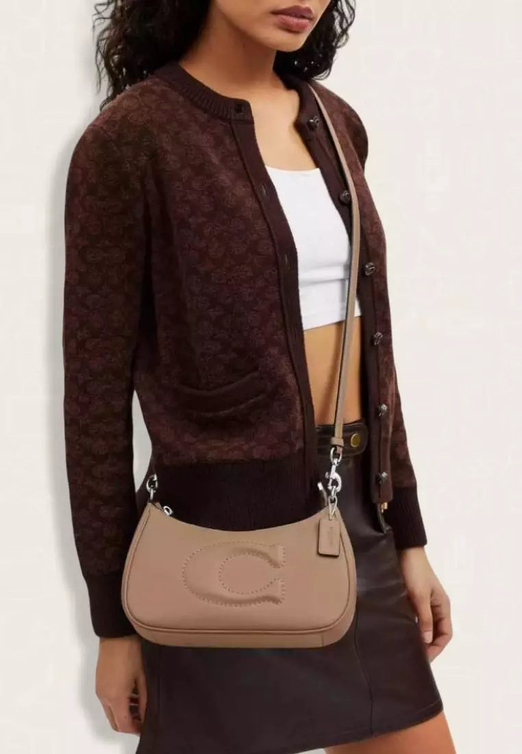 Coach Teri Shoulder Bag Silver Taupe