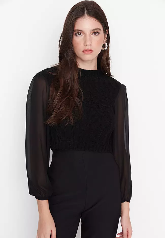 Sheer on sale sleeve jumper