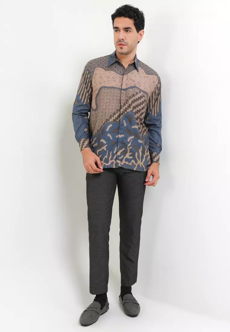 Evano Kemeja Batik Exclusive Premium Pria Casual Modern Lengan Panjang