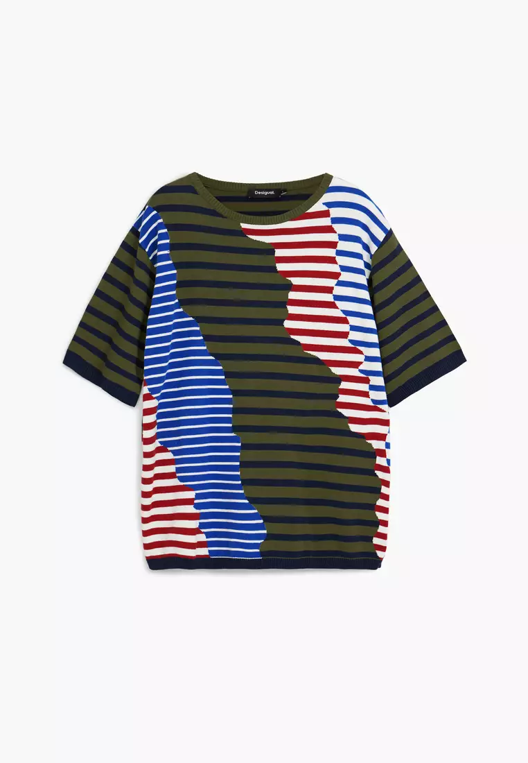 Asymmetric striped T-shirt