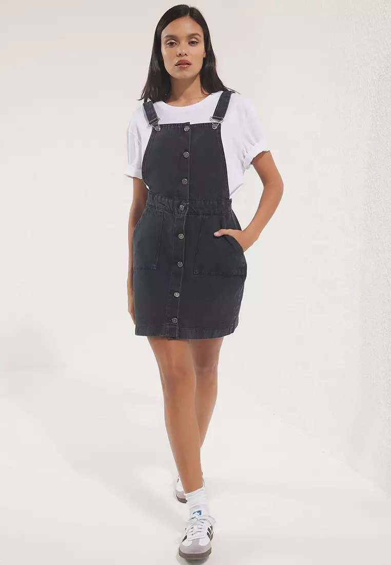 Anthracite Mini Salopet Denim Dress Twoss25El00702