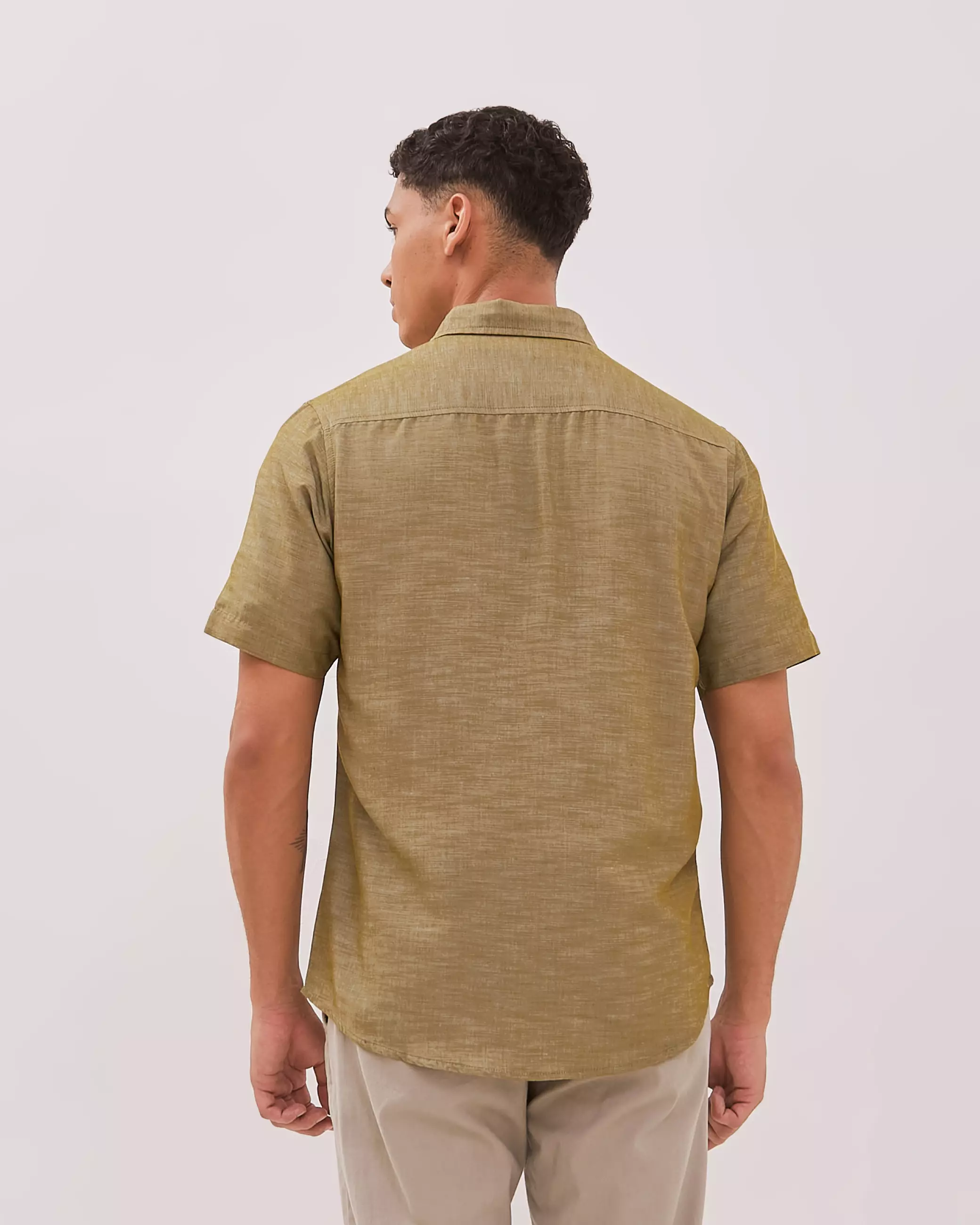 AMK Kemeja Pria Lengan Pendek SHS Gerald Ss Khaki