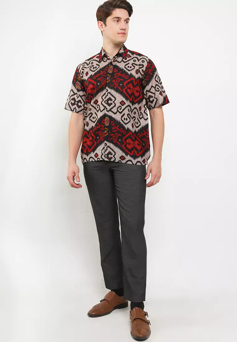 Faloya Kemeja Batik Premium Pria Casual Modern Lengan Pendek