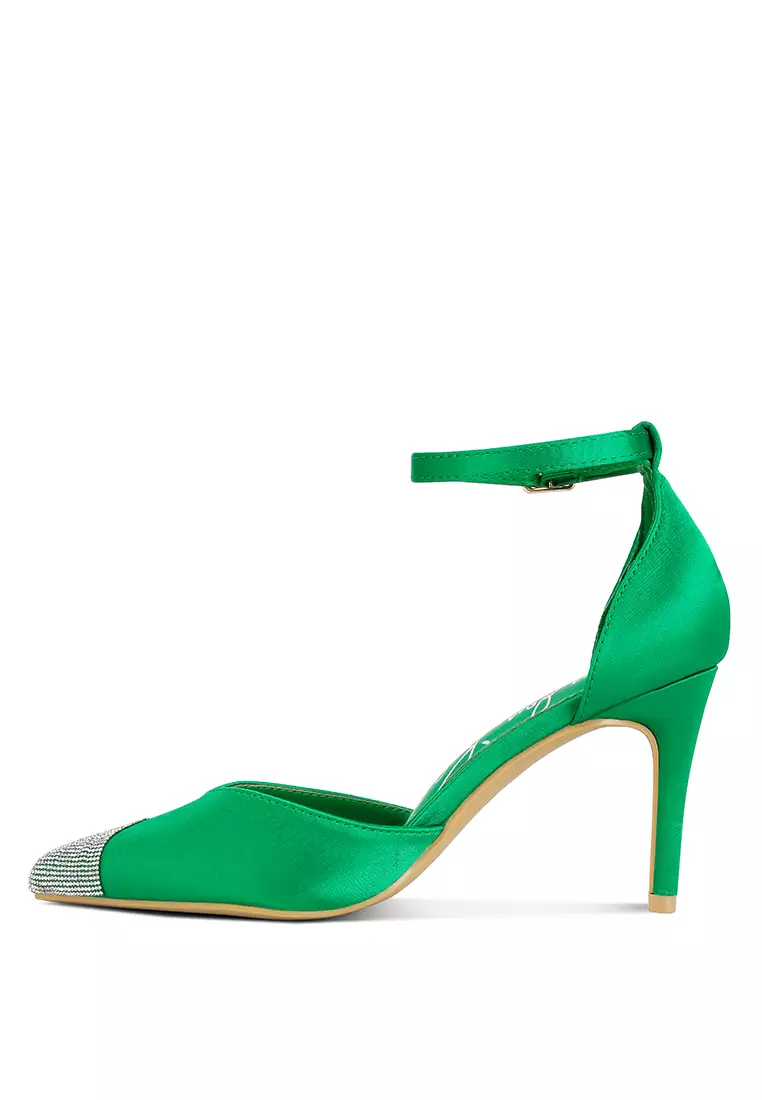Green Toe Cap Embellished Sandals