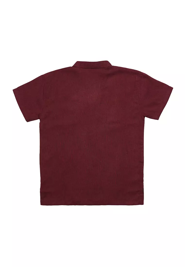 Baju Koko Anak Laki Bordir Ultra Maroon Setelan - FOREVER