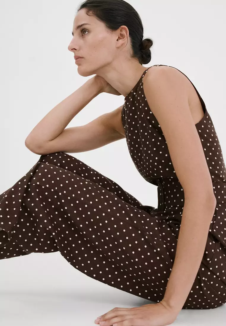 Jumpsuit With Polka-Dot Belt
