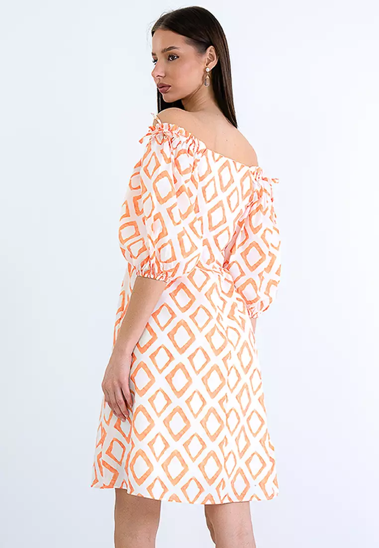 Printed Puff Sleeve Mini Dress
