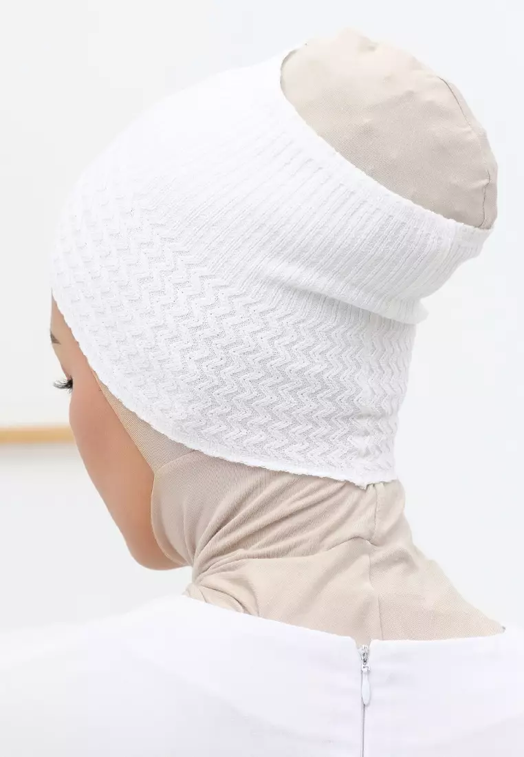 2 in 1 Inner Hijab Bando Rajut Black & White