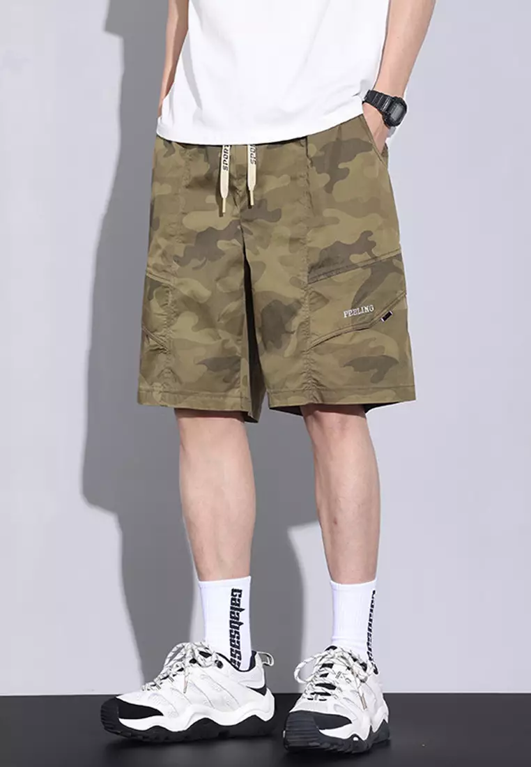 Camo Drawstring Casual Shorts