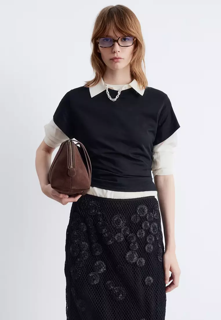 花卉網面半截中裙