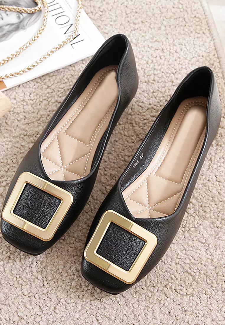 Twenty Eight Shoes VANSA Fashion Square Buckle Flat Shoes VSW