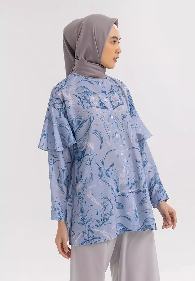 Ria Miranda Soft Gray Omira Top