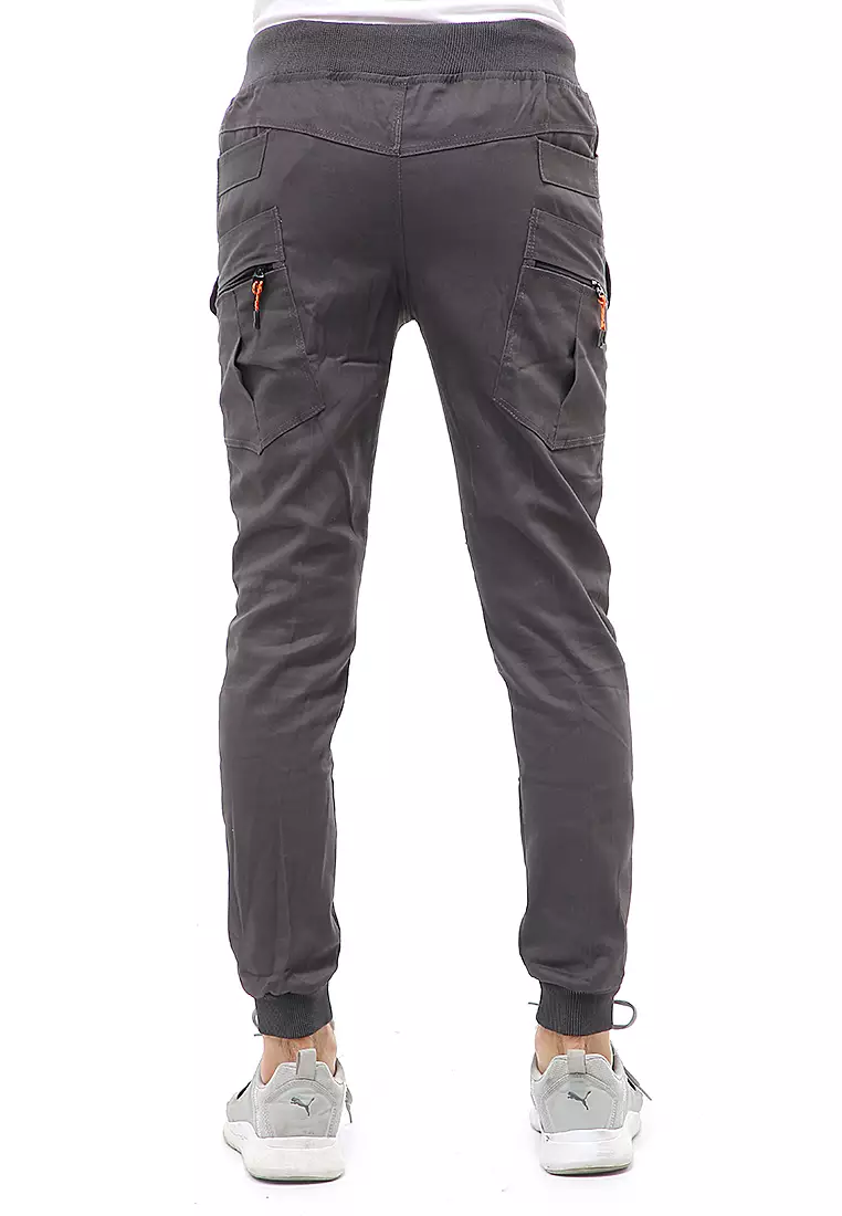 Locko Celana Panjang Jogger Cargo Pria Resleting Material Cotton Twill ORIGINAL - Gray