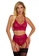 LYCKA red LEB1408-Lady Sexy Lace Lingerie Sleepwear Two Pieces Set-Red 841D8USC726B31GS_1