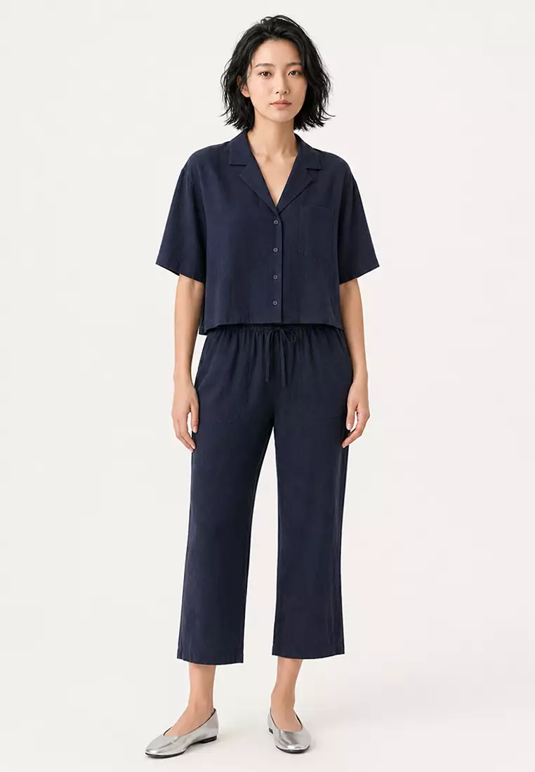 Loose Fit Jacket Lapel Modal Short Sleeve Shirt