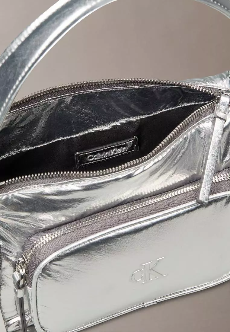 CKA Pocket SIlver Nylon Small Bag