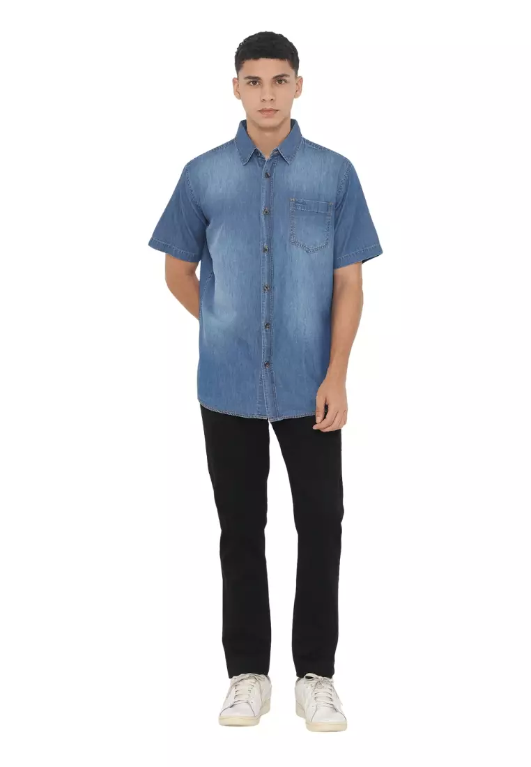 POLICE Kemeja  Polos Jeans Regular Fit Pria