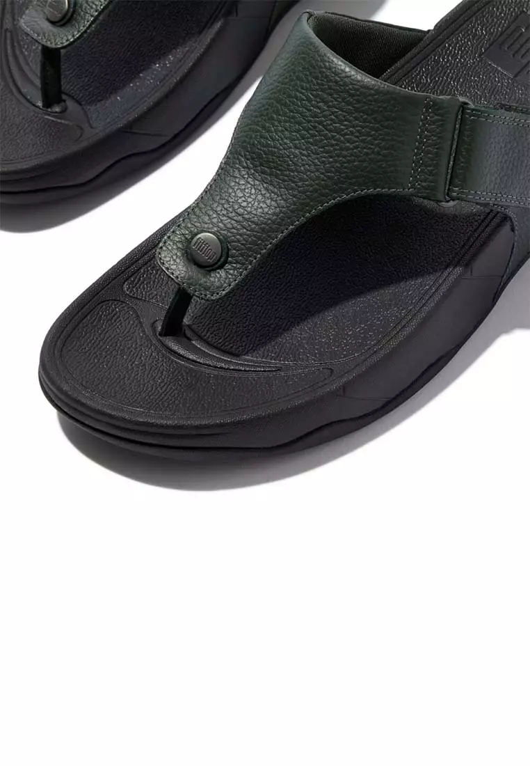 FitFlop TRAKK II Mens Leather Toe-Post Sandals - Deep Green (279-888)
