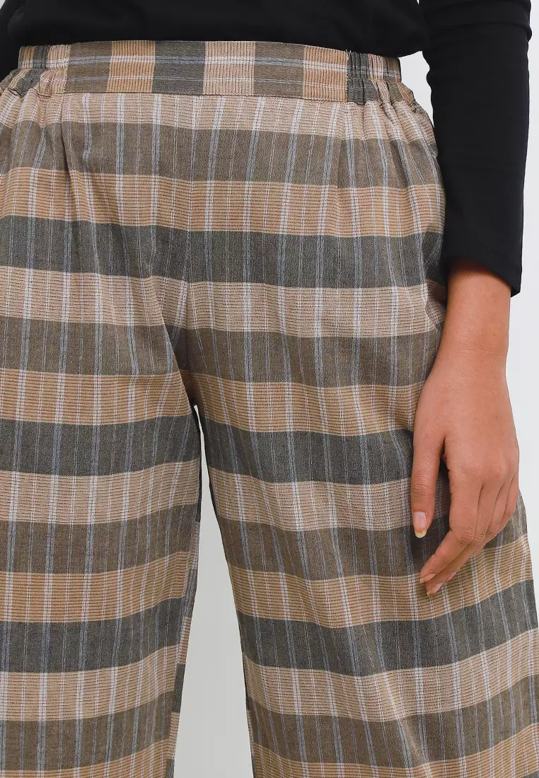 MFMW Zettira Celana Panjang Kotak Coklat