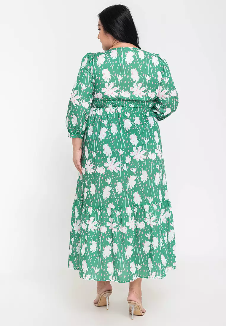 Cayla V-Neck 3/4 Seeves Maxi Dress