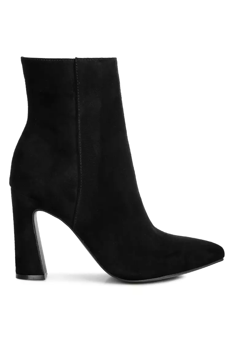 Buy CLASSIC ZIPPER POINTED BLACK LOW HEEL BOOTS for Women Online