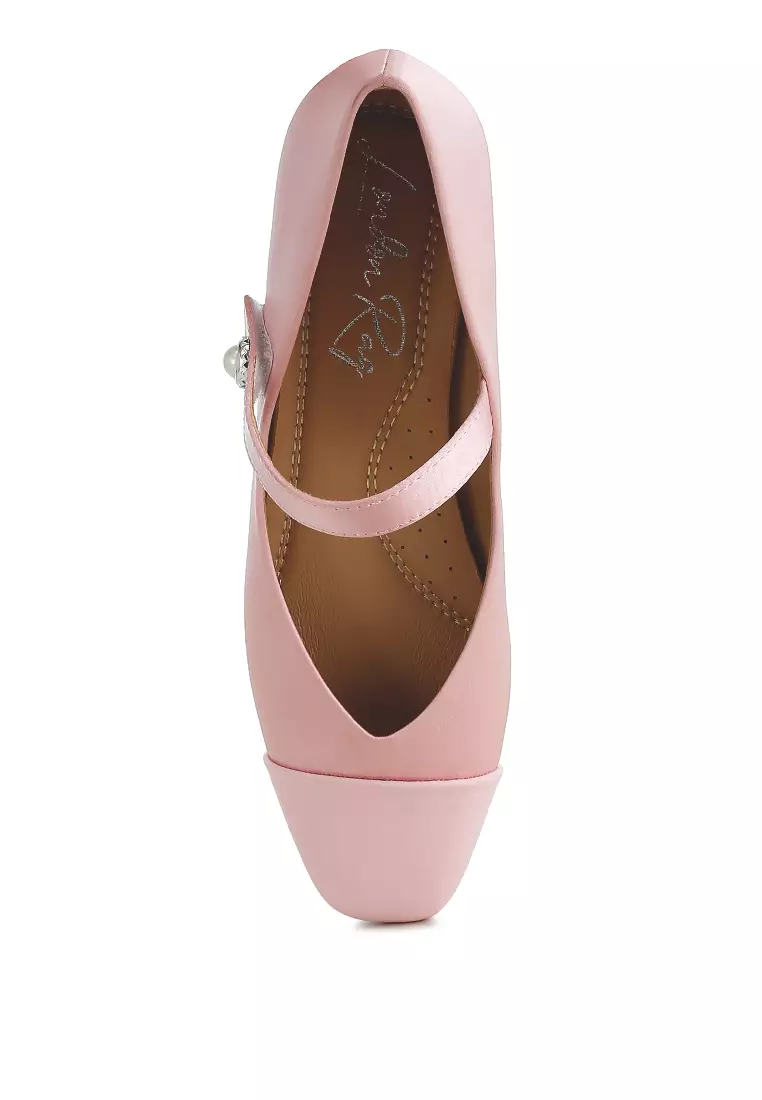 Pink Patent Toe Cap Satin Mary Jane