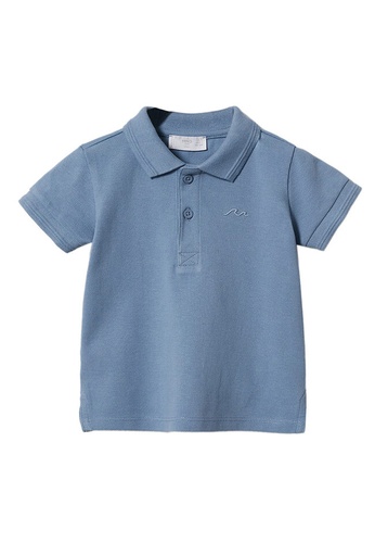MANGO BABY blue Embroidered Cotton Polo Shirt 1A174KAB86906EGS_1
