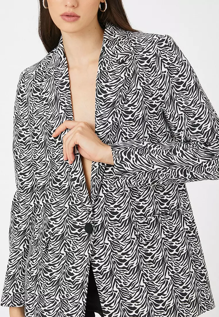 Zebra Patterned Blazer Jacket