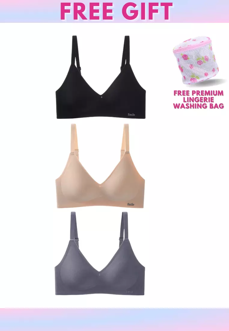Buy Kiss & Tell 2 Pack Premium Melanie Seamless Wireless Padded Support Bra  in Grey and Nude Online