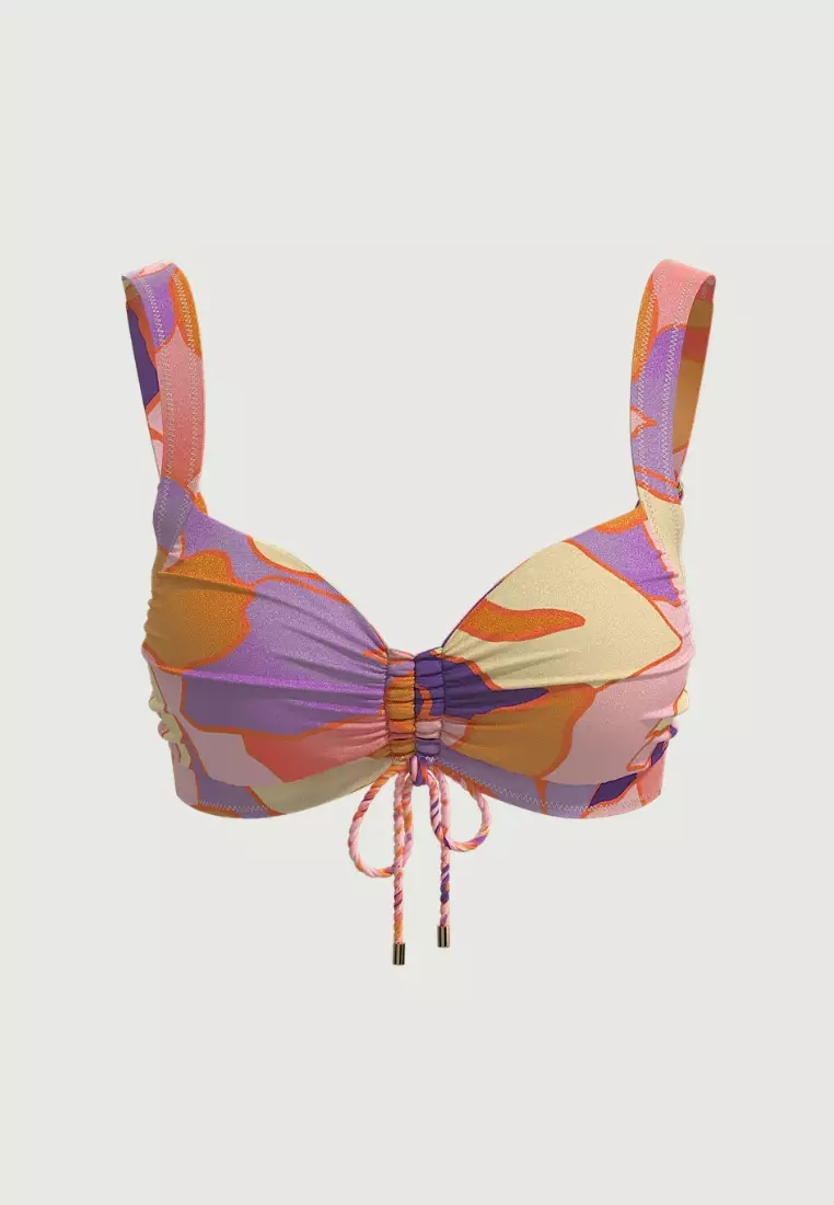 Waterlily Coral Plus Cup Ruched Front Top