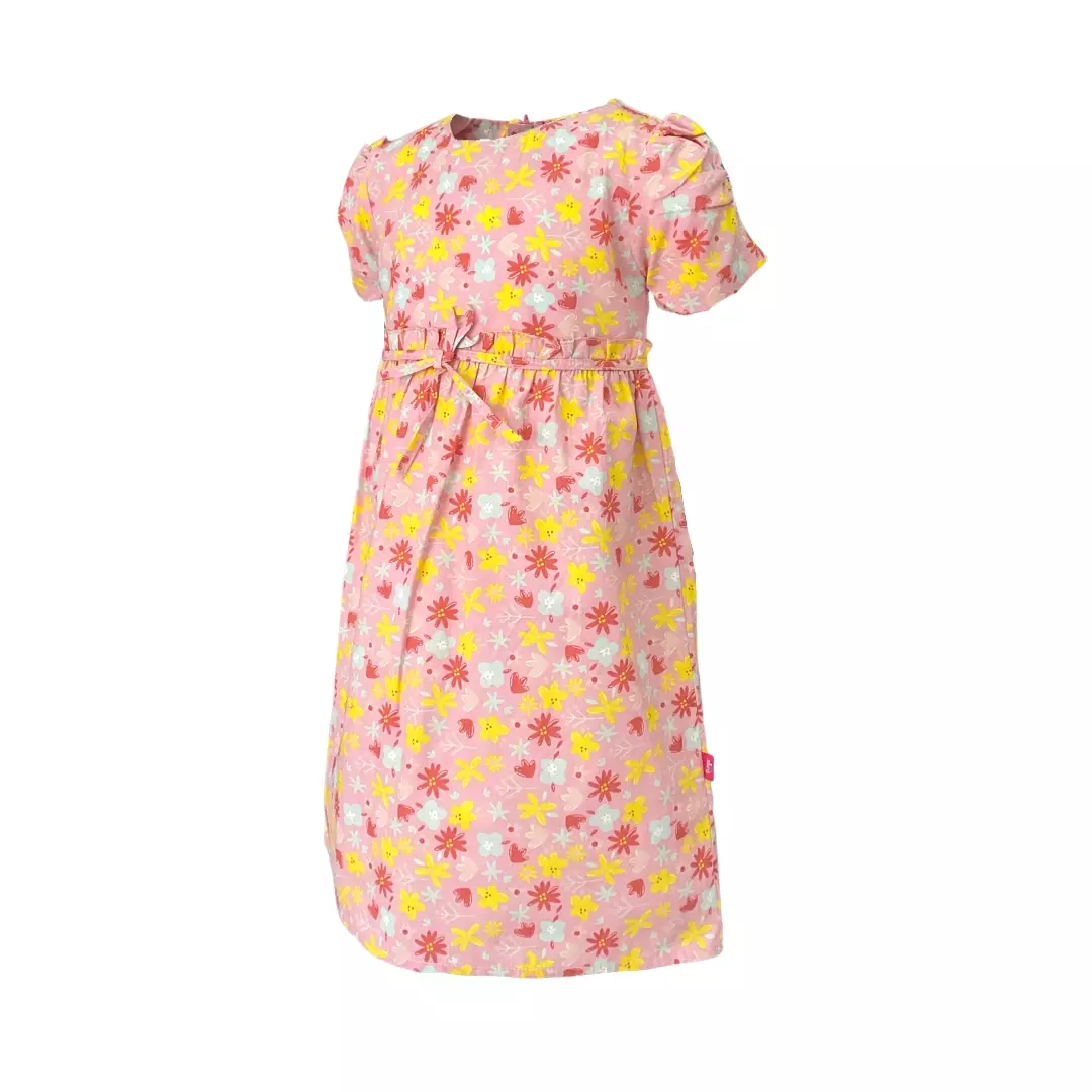 Pingu Long Dress Anak Perempuan Bordir Flower Pink 91000131