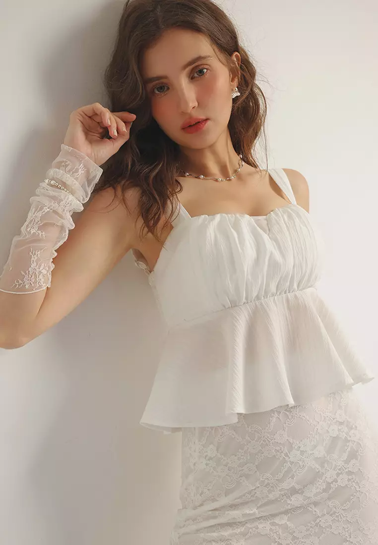 Ruffle Sleeve Top with Padding