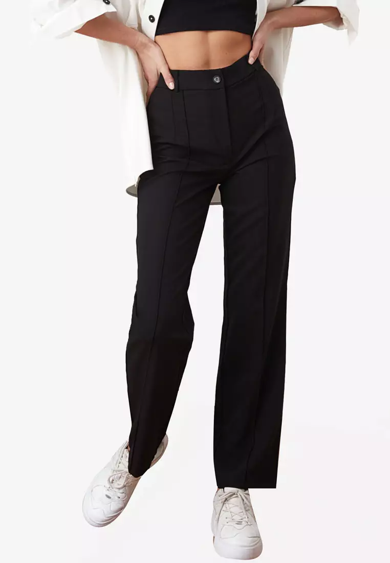 High Waist Straight Cut Trousers