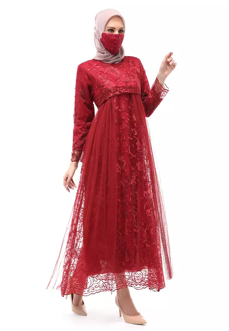 Marlina Gamis Kebaya Muslimah Panjang Motif Polos Long Sleeve Regular Fit