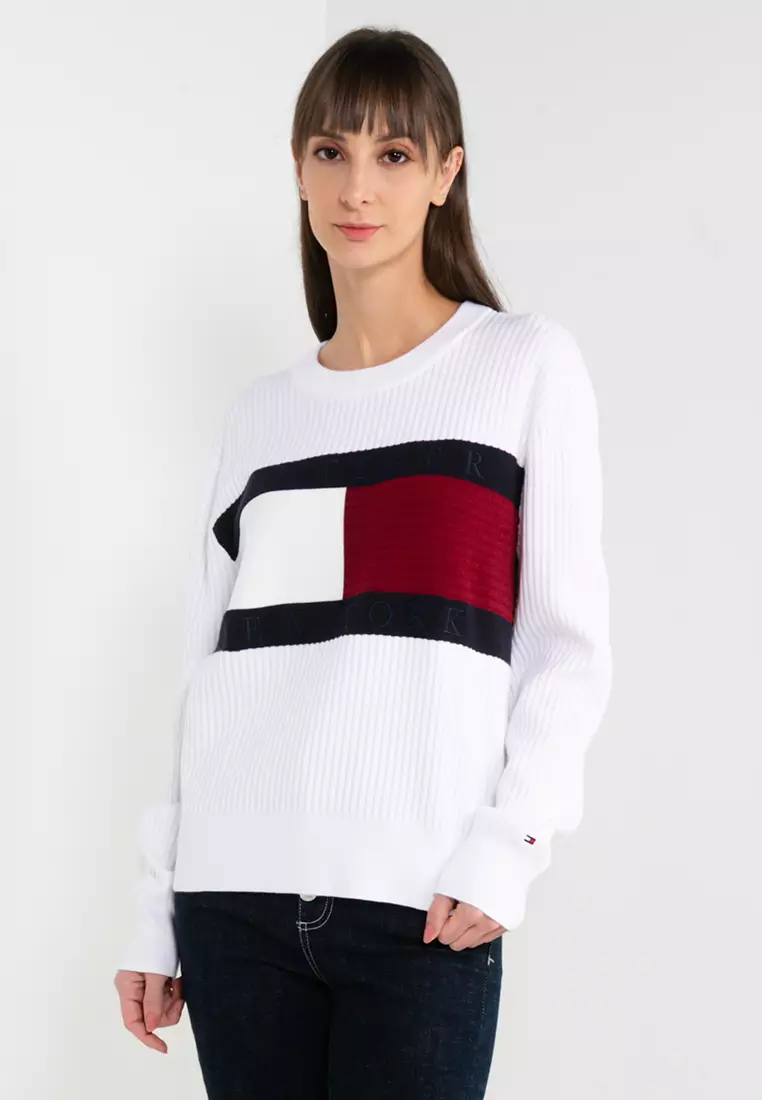 Buy Tommy Hilfiger Cotton Flag Crew Neck Sweater Online