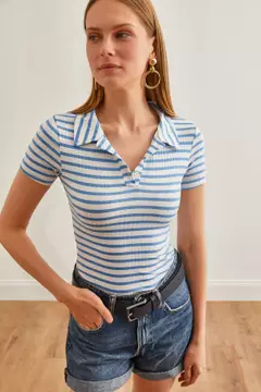 Bebe Blue with Thick Stripes