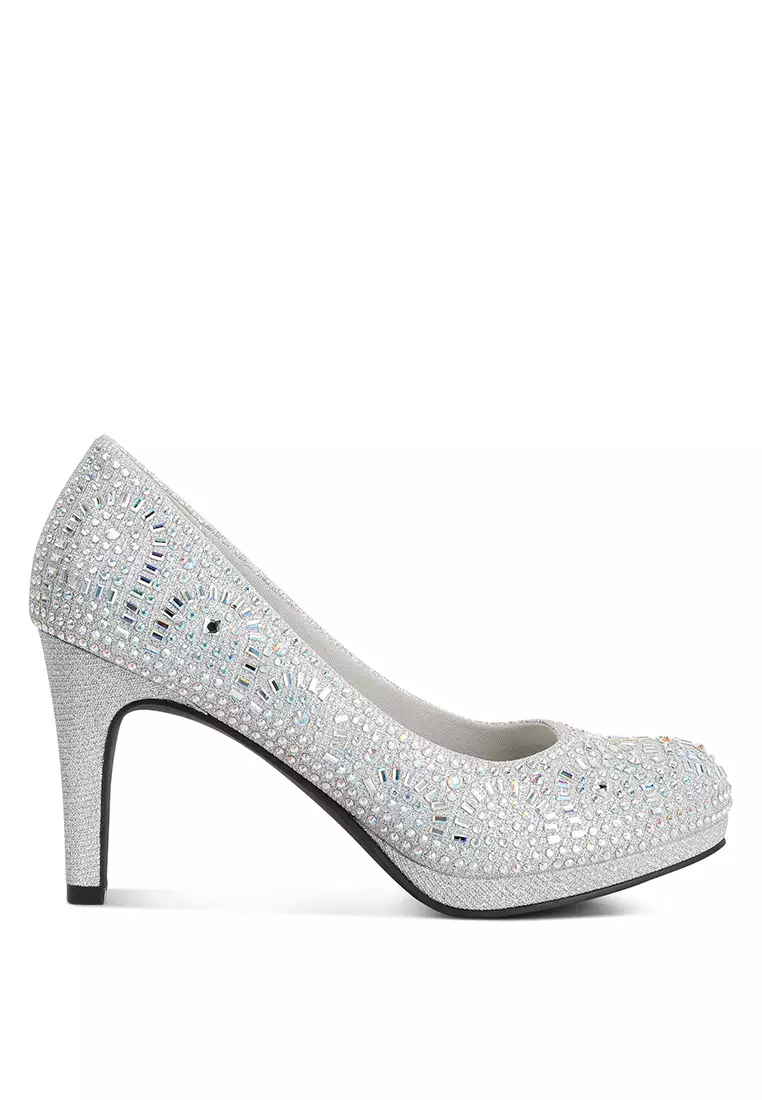 Discount on London Rag  shoes - SKU: Jolly Exquisite Rhinestone-Embellished Stiletto Pumps In Silver