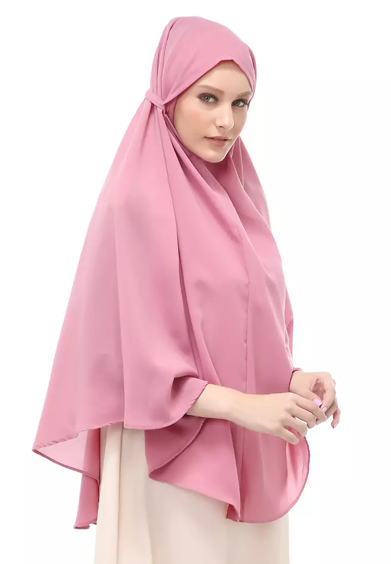 Nindy Jilbab Khimar Bergo Jumbo Motif Polos Relaxed Fit - Dusty