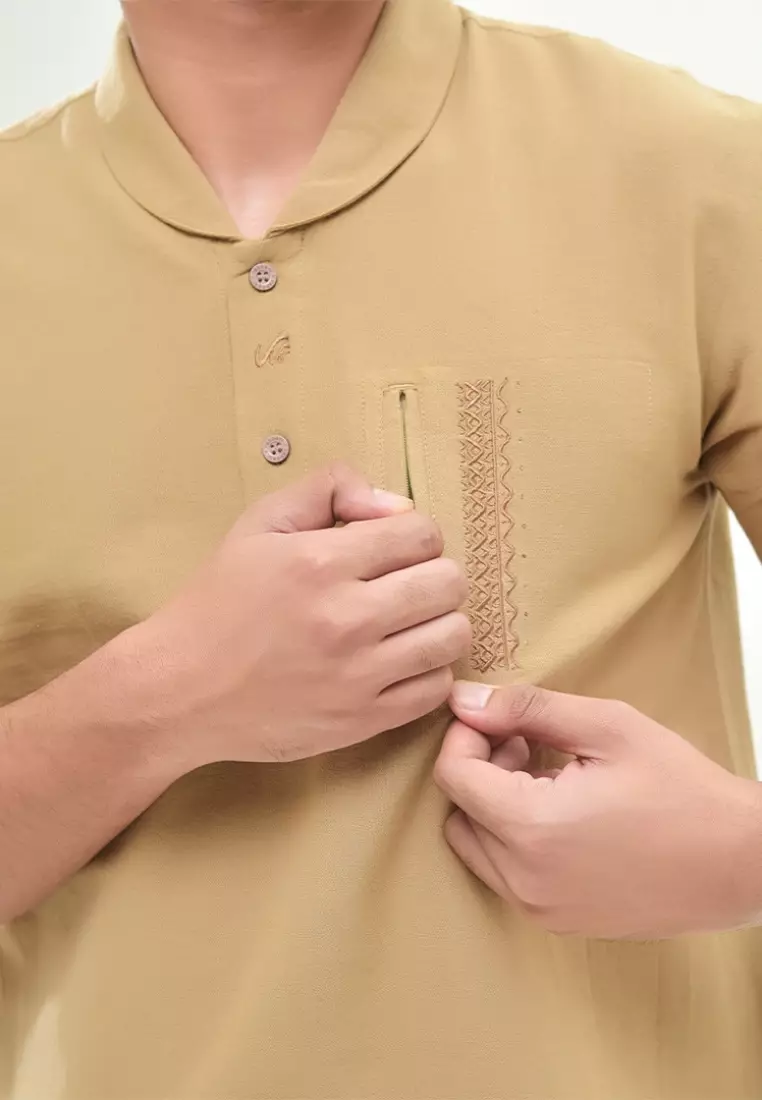 Rabbani - Kemeja Koko Lengan Pendek Kemko Qossam Exclusive - Brown