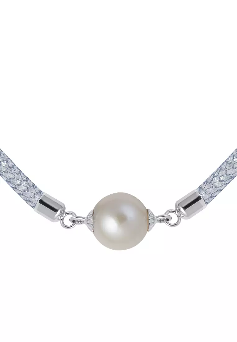 GOLDHEART Sterling Grace Pearl Necklace, Single Black