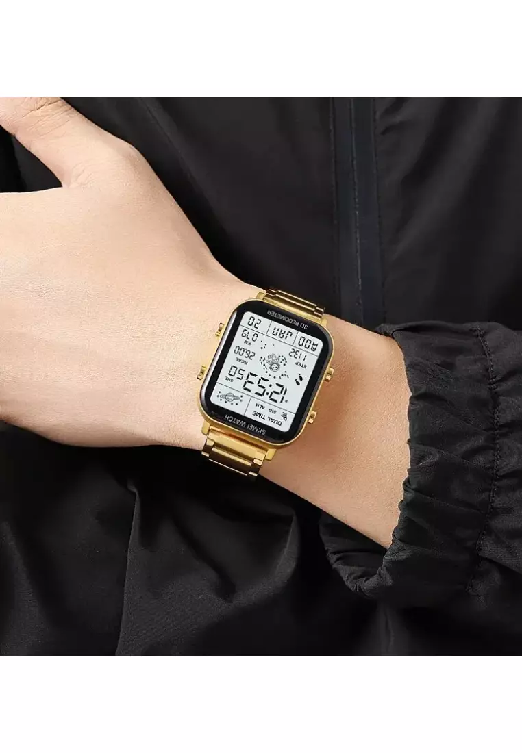 Back Light Display Sport Pedometer Digital Watches Mens Stopwatch Countdown Wristwatch Calendar Calorie Calculation Clock