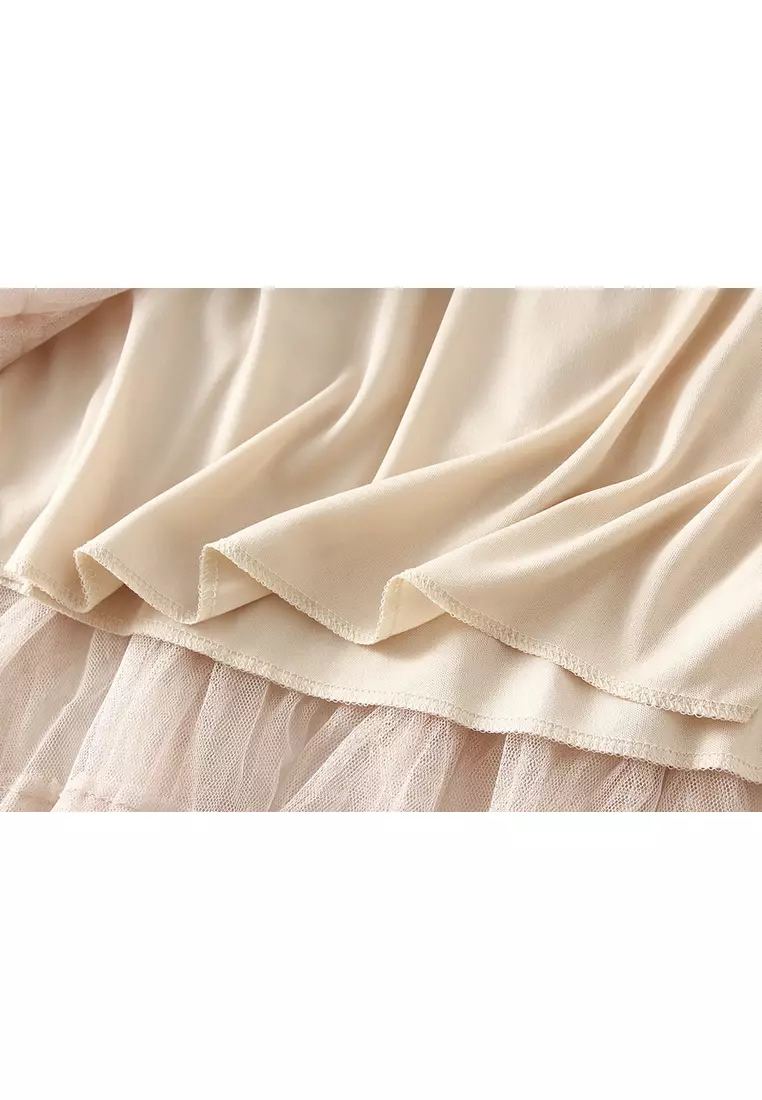 Spring/Summer Pleated Mesh Tiered Skirt AF2210