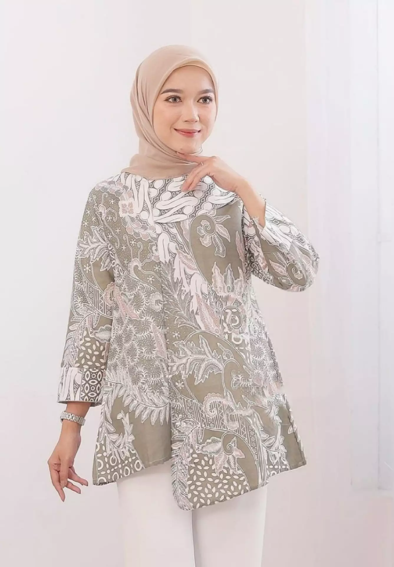 Blouse Batik Stefi Coklat Premium Elegant B.K