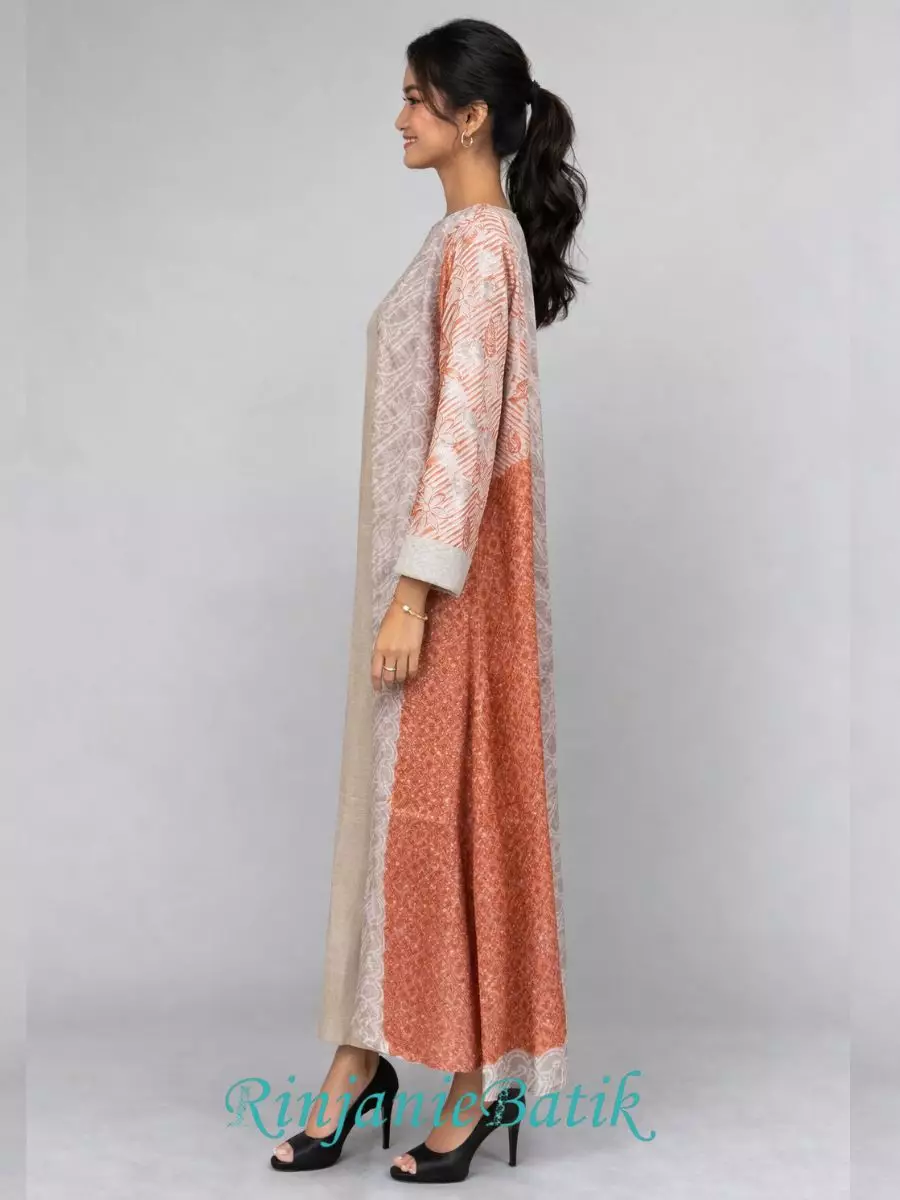 Rinjanie Batik - PDEU TR - Gamis Rhamadani Terracota - Batik Cap - Dress Raya