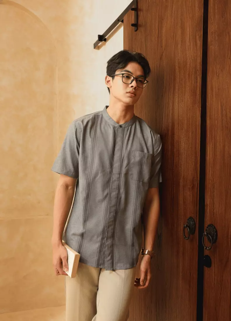 RBJ Kemeja Koko Border Abu Regular Fit Pria